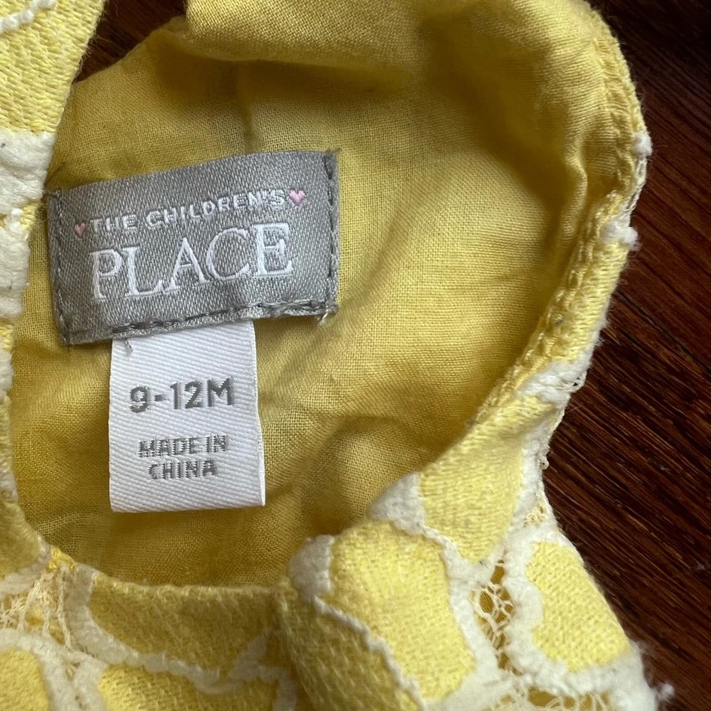 The Children's Place Yellow Lace Baby Dress with Bow Detail - Picture 3 of 3